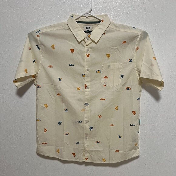 Vissla Shirt Short Sleeve Button Up Summer Vacation Beach Beige Men's size XXL - Picture 1 of 6